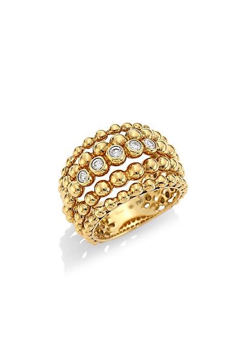 Hueb Diamond & 18k Yellow Gold Bubble Ring