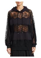 Mcq Alexander Mcqueen Lace Inset Mixed Media Hoodie