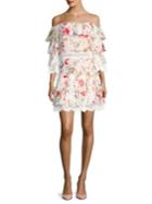 Alice + Olivia Santos Cold Shoulder Floral Print Sheath Dress