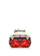 Alexander Mcqueen Four-ring Embroidered Floral Clutch