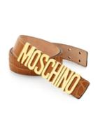 Moschino Lettered Croc-embossed Leather Belt