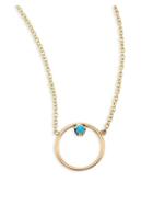 Zoe Chicco Medium Circle Turquoise & 14k Yellow Gold Pendant Necklace