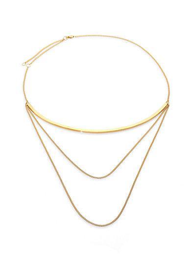Jennifer Zeuner Jewelry Kendal 18k Yellow Gold Vermeil Layered Choker Necklace