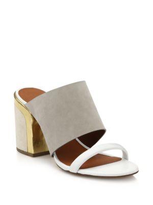 Rebecca Minkoff Metallic Leather & Suede Mule Sandals