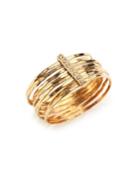 Jacquie Aiche Diamond & 14k Yellow Gold Hammered Bar Ring