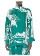 Tibi Leilani Tropical-print Silk Sweatshirt