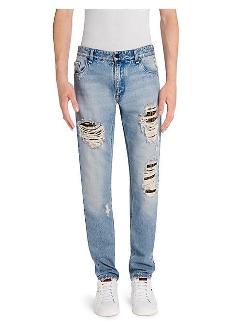 Fendi Logo Underlay Ripped Skinny-fit Jeans