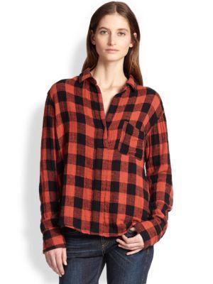 Rag & Bone/jean Leeds Buffalo Plaid Cotton Shirt