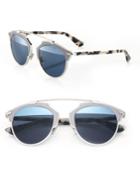 Dior So Real 48mm Leather-trim Metal Sunglasses