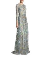 Marchesa Notte Sleeveless Floral Embellished Gown