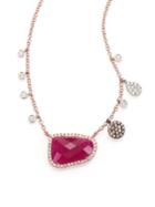 Meira T Ruby, Diamond & 14k Rose Gold Pendant Necklace