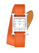 Hermes Watches Heure H Lacquer, Stainless Steel & Leather Double-wrap Watch