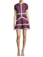 Alexis Rustikan Embroidered Contrast Lace Mini Dress