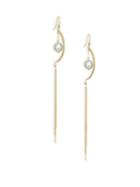 Chan Luu Grey Pearl 18k Gold Chain Tassel Earrings