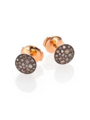 Pomellato Sabbia Brown Diamond & 18k Rose Gold Stud Earrings