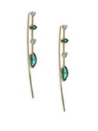 Zoe Chicco Emerald, Dimond & 14k Yellow Gold Linear Drop Earrings