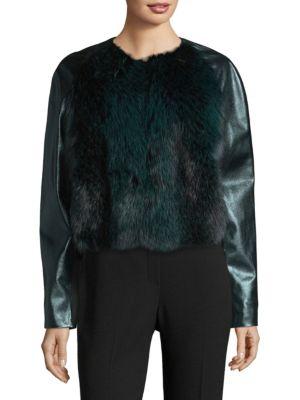 Elie Tahari Maybelle Fox Fur Front Jacket