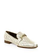 Tod's Quilted Metallic Leather Penny Loafer