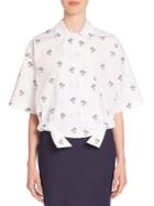Victoria Beckham Cotton Cropped Daisy-print Shirt