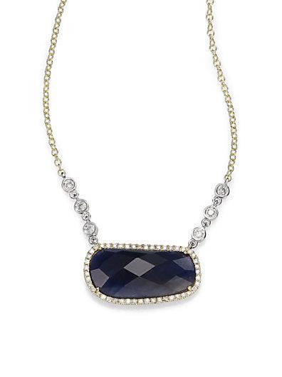 Meira T Sapphire, Diamond & 14k Yellow Gold Pendant Necklace