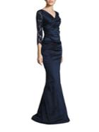 Teri Jon By Rickie Freeman Ruched Lace Gown
