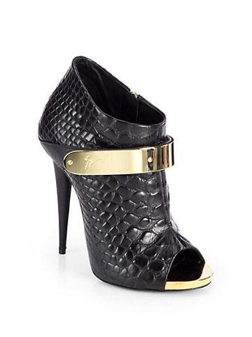 Giuseppe Zanotti Crocodile-embossed Leather Open-toe Ankle Boots