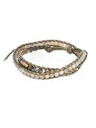 Chan Luu Abalone, Labradorite, Crystal & Leather Beaded Double-wrap Bracelet