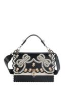 Fendi Ribbons And Pearls Kan I Embroidered Leather Shoulder Bag