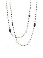 David Yurman Bead Necklace With Black Onyx And Gray Pearl In Gold