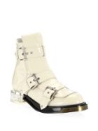 Alexander Mcqueen Embellished-heel Patent Leather Booties