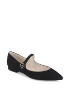 L.k. Bennett Suede Mary Jane Point Toe Flats
