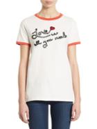 Alice + Olivia Robin Embroidered Graphic Tee