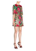Dolce & Gabbana Brocade Short Sleeve Embellished Dress