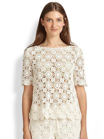 Joie Alizeh Engineered Cotton Crocheted Blouse
