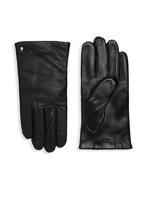 Roberto Cavalli Crocodile-embossed Leather Gloves