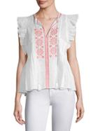 Kate Spade New York Mosaic Embroidery Tie Top