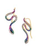 Gabi Rielle 22k Gold Vermeil & Multi-tone Crystal Snake Climber Earrings