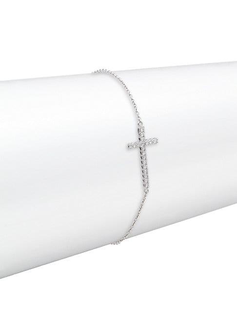 Nephora Diamond & 14k White Gold Cross Bracelet