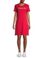 Calvin Klein Logo Stretch Cotton T-shirt Dress