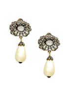 Heidi Daus Mirror Beauty Glass Pearl & Crystal Drop Earrings