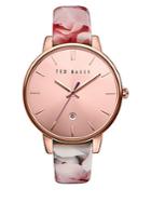 Ted Baker Kate Round Floral Print Leather Strap Analog Watch