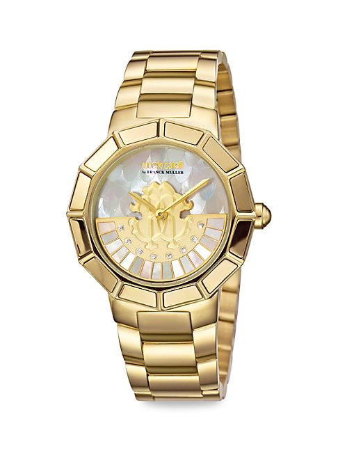 Roberto Cavalli By Franck Muller Goldtone Stainless Steel Mother-of-pearl Bracelet Watch