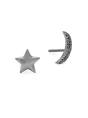 Adornia Fine Jewelry Aurora Moon & Star Stud Earrings