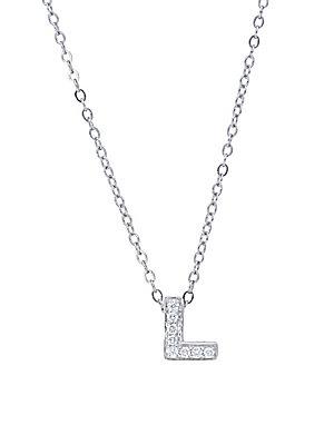 Nephora Diamond & 14k White Gold L Initial Pendant Necklace