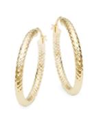 Saks Fifth Avenue Made In Italy 14k Yellow Gold Textured Hoop Earrings
