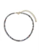 Kenneth Jay Lane 3mm Gray Round Pearl Strand Choker Necklace