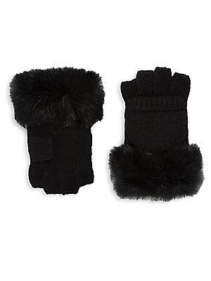 Adrienne Landau Fingerless Rex Rabbit Gloves
