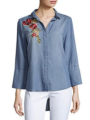 Saks Fifth Avenue Caddy Embroidered Denim Shirt