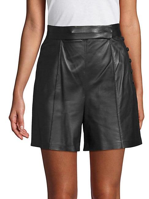 Valentino Buttoned Leather Shorts