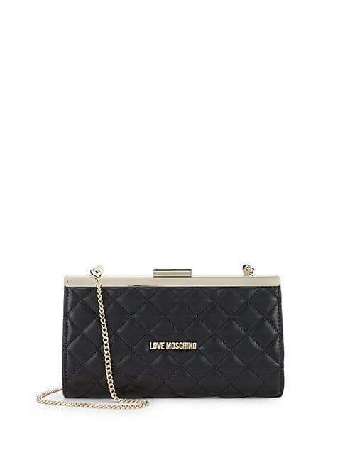 Love Moschino Quilted Convertible Frame Clutch